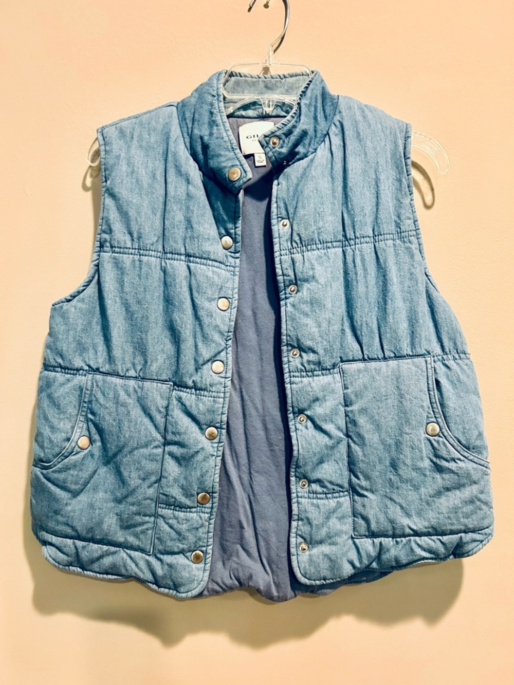 GILLI | Quilted Chambray Puffer Vest - Sleeveless Jacket